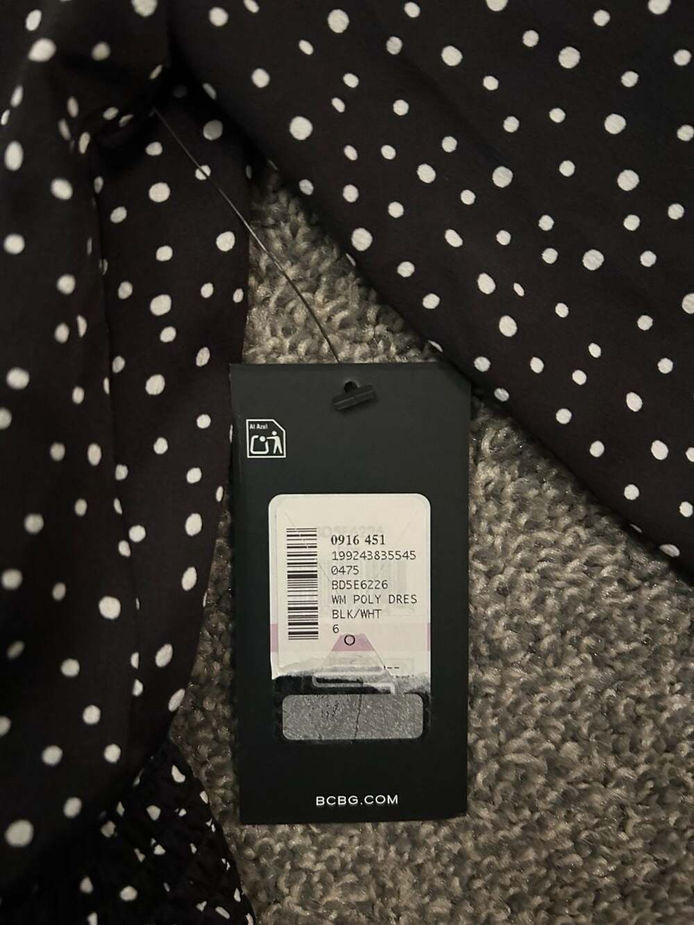 BCBG Polka Dot Long Sleeve Ruffle Hem Dress - Picture 5 of 5